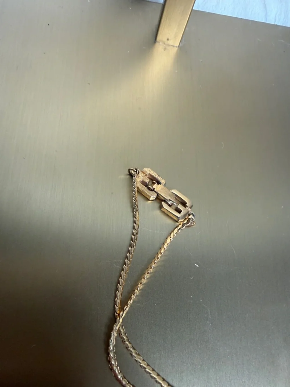 Givenchy Gold-Tone Pendant Necklace with Textured Medallion Diamond Like stones - Picture 3 of 4